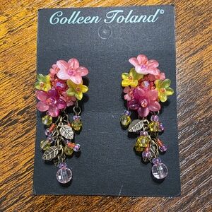 Pink and Yellow Floral Earrings